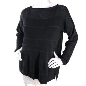 Misook Womens Size XS Tunic Knit Sweater Pullover Long Sleeve Stripe Black